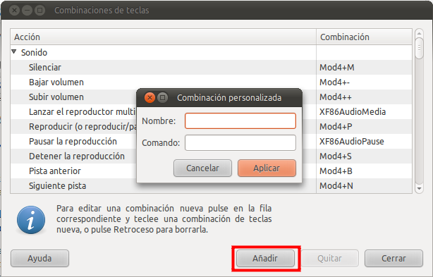 Combinaciones de teclas en Ubuntu